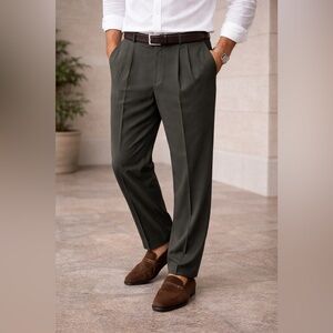 Tommy Bahama Silk Pleated Dress Pants Men’s 38x30 Olive Green‎ Luxury